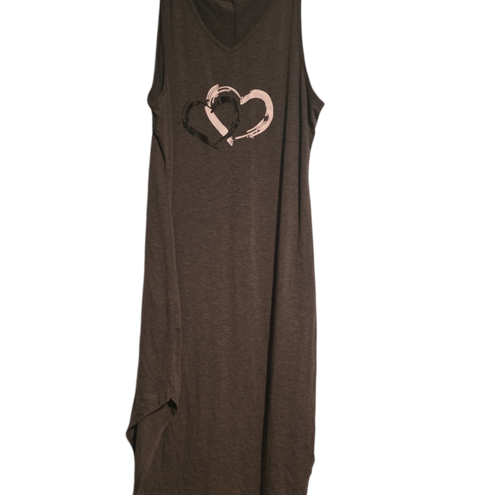 Gray Heart Design Chemise with Scoop Neckline